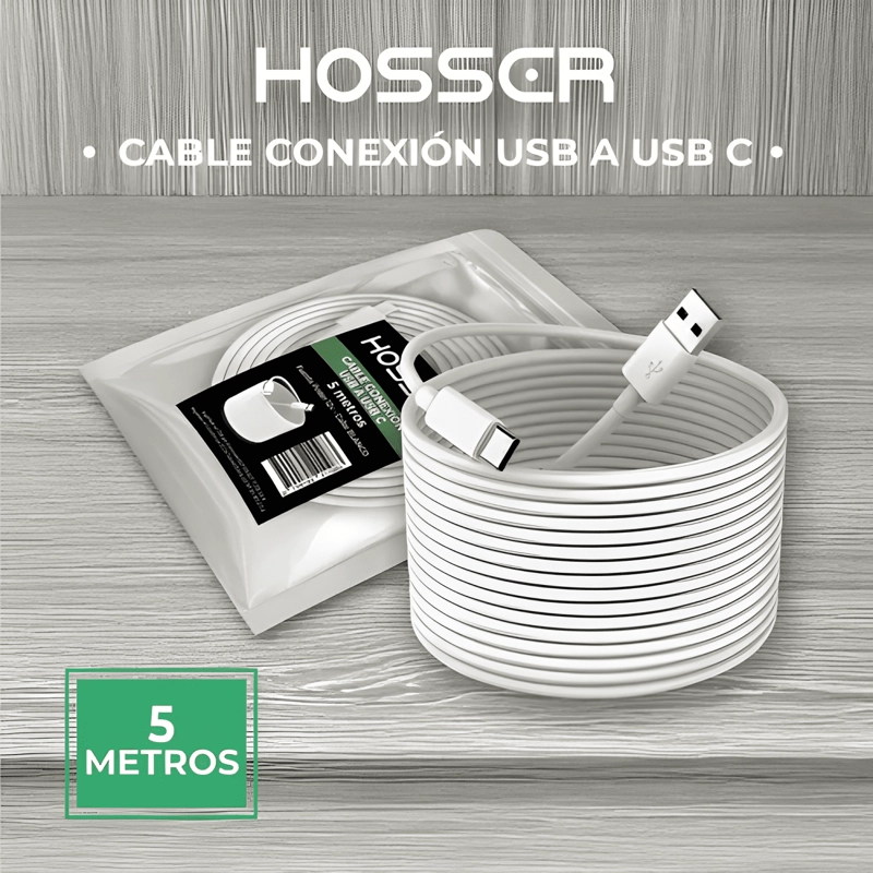 CABLE CONEXION USB TO USB C 5 METROS BLANCO - 4