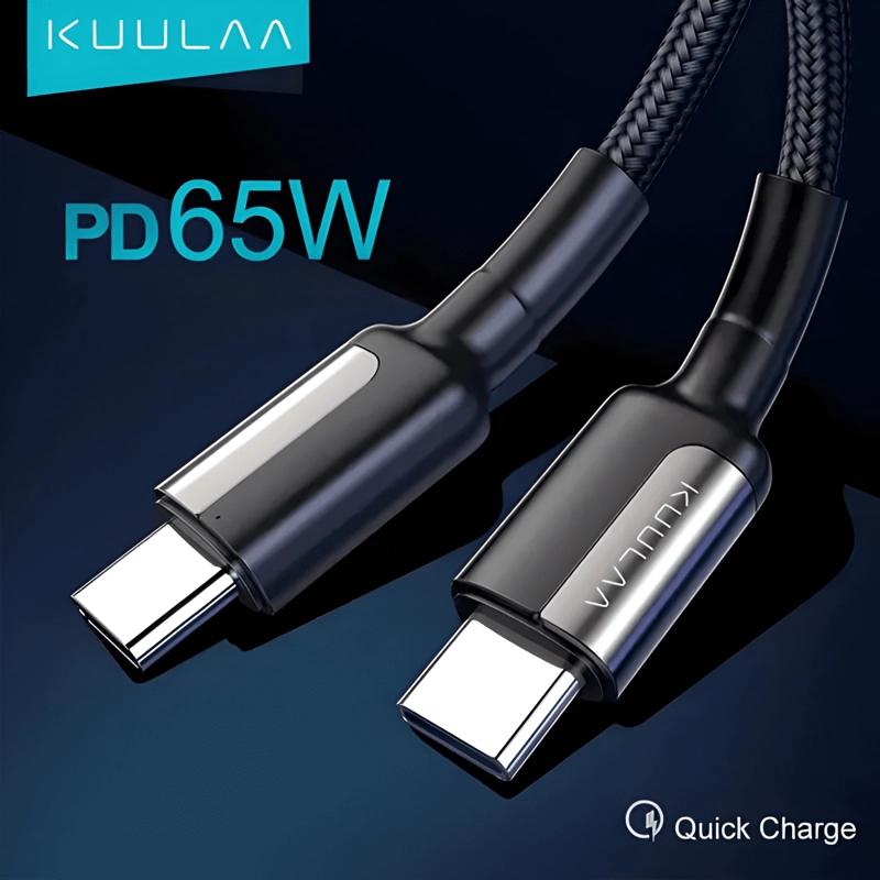 GENÉRICO CABLE TIPO C A USB-C CARGA RAPIDA 65W LARGO 2 METROS . NEGRO