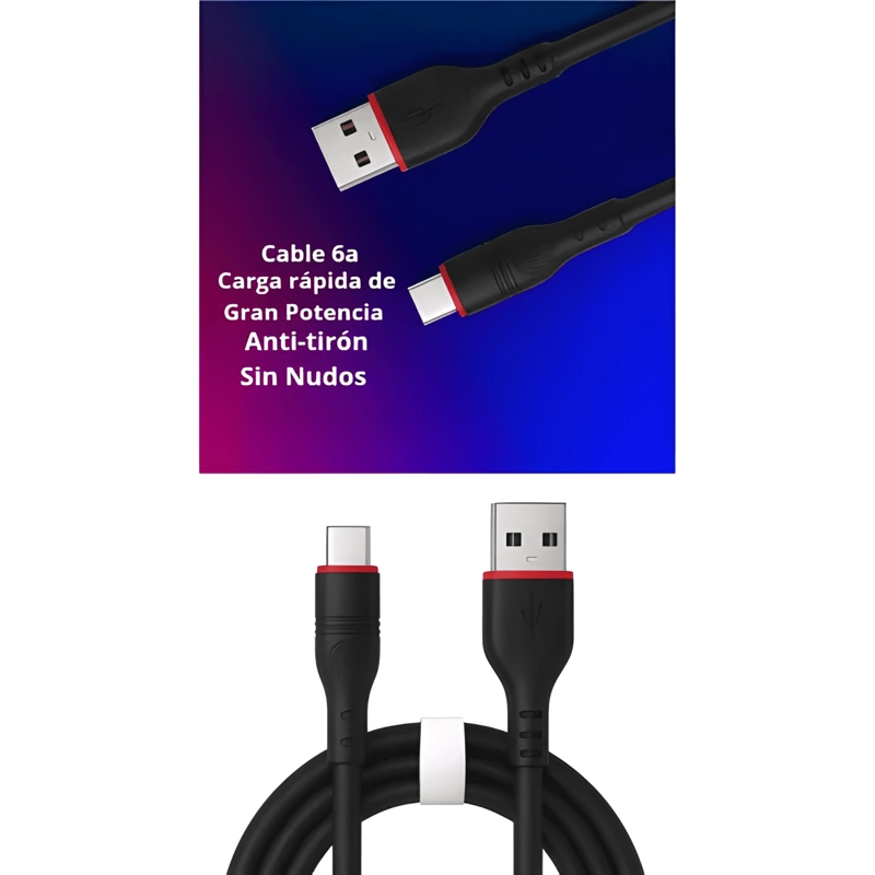 GENÉRICO CABLE USB TIPO C 6A 1M CARGA RAPIDA Y TRANSFERENCIA #6
