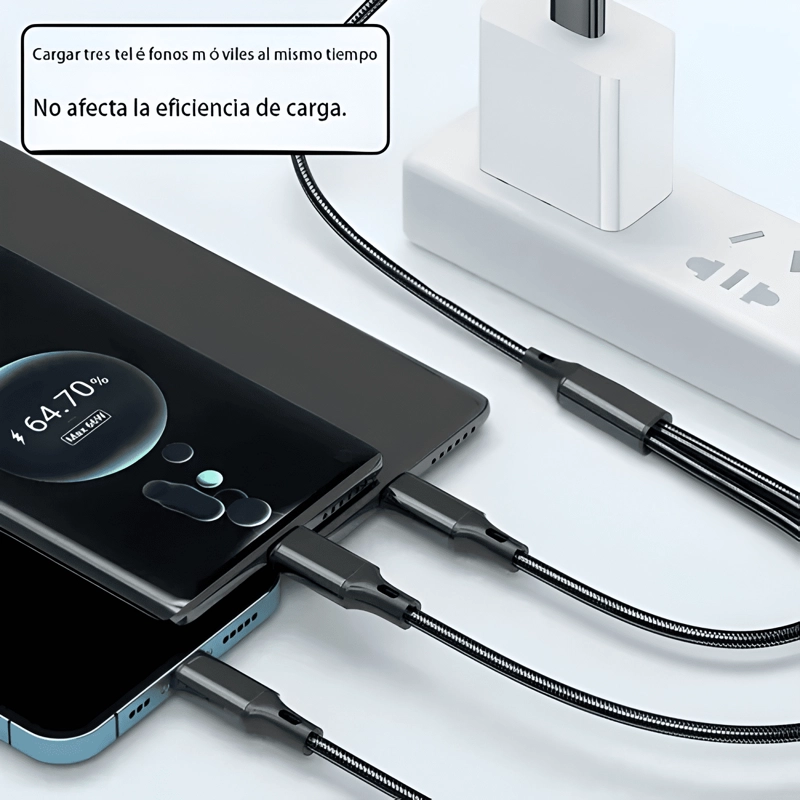 GENÉRICO CABLE DE CARGA/DATOS PARA CELULARES 3 EN 1 MICROUSB/USBC/IOS