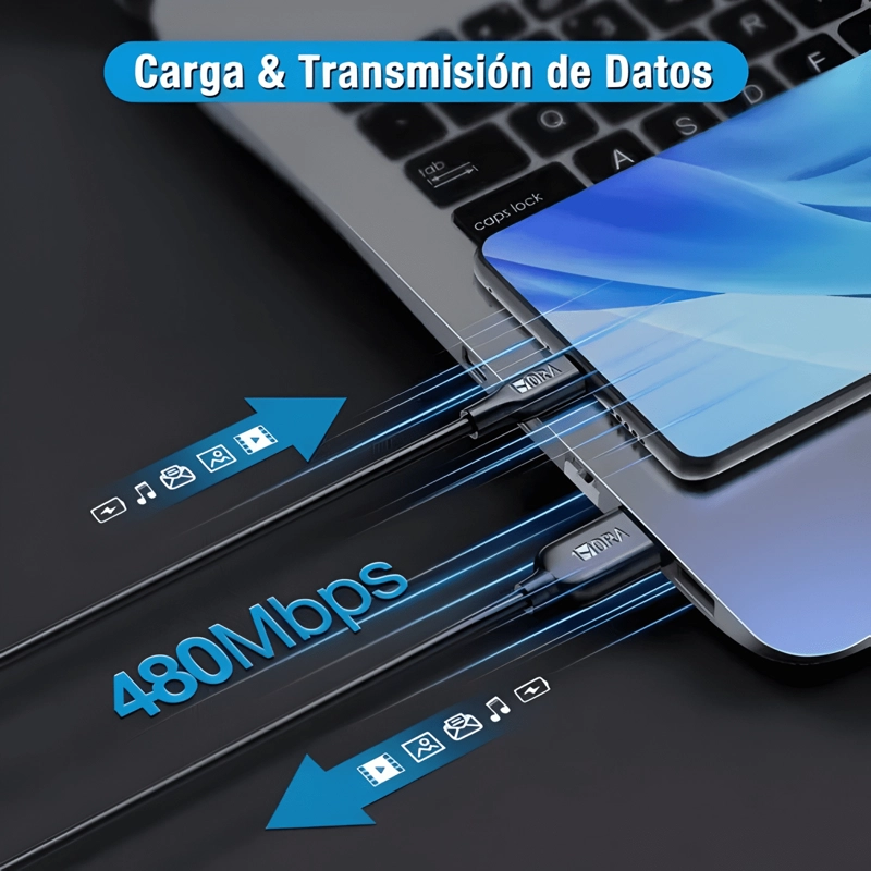 CABLE CARGADOR V8 MICRO USB CARGA RAPIDA 1METRO - 3