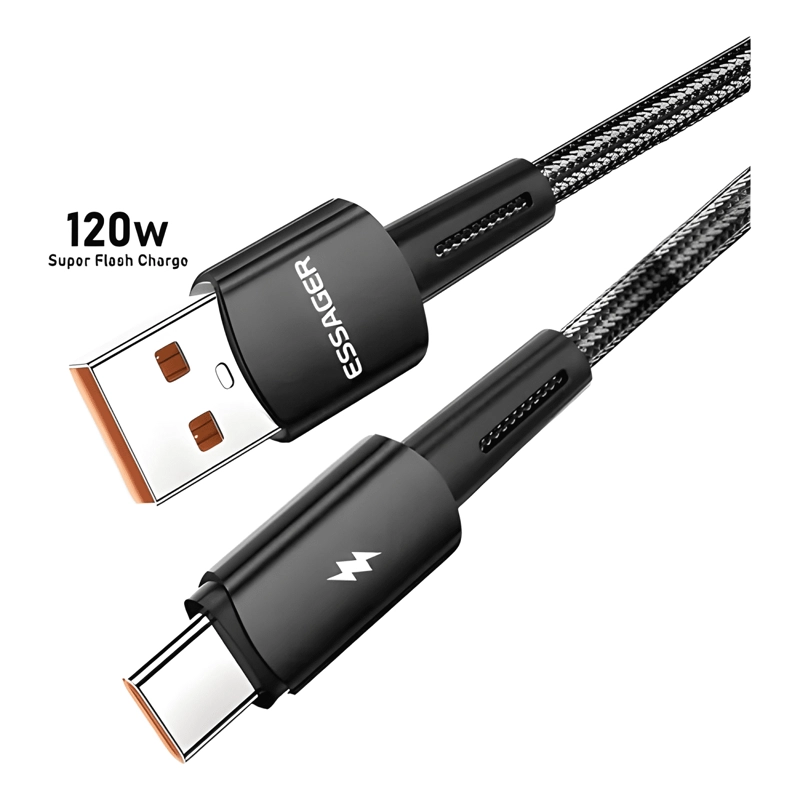 GENÉRICO CABLE CARGA SUPER RAPIDA Y DATOS USB TIPO C 120W 2 METROS