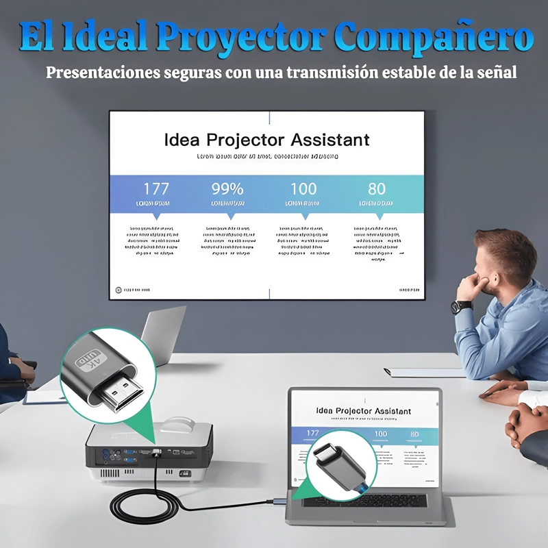 CABLE USB C A HDMI 4K A 60HZ 2M PARA OFICINA PROYECTOR TV - 3