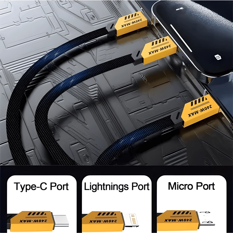 CABLE CARGADOR TRIPLE 3 EN 1 MULTIPLE USB TURBO LINE 100W #2 - 2