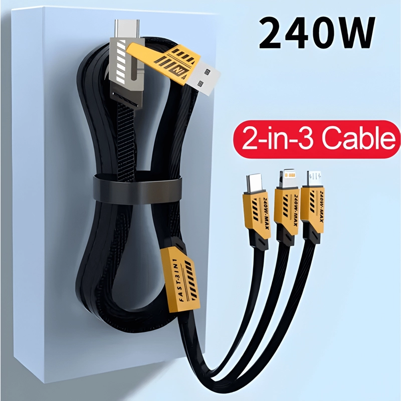 CABLE CARGADOR TRIPLE 3 EN 1 MULTIPLE USB TURBO LINE 100W #2 - 4
