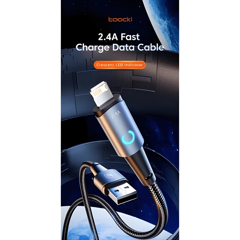 CABLE USB PARA IPHONE 2.4A 2 METROS CARGA RAPIDA - TOOCKI - 3