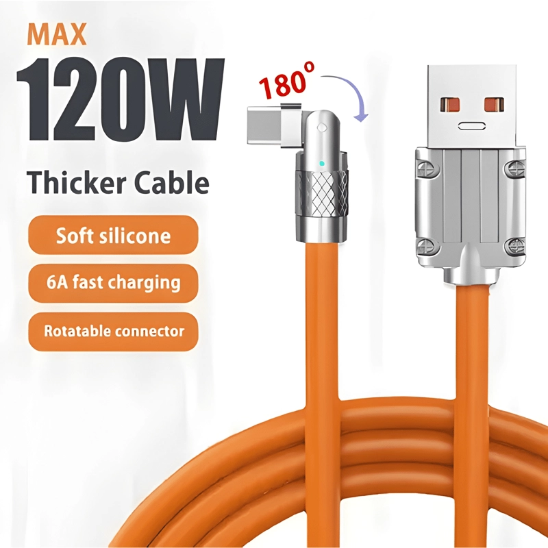 CABLE 120W CARGA SUPER RAPIDA USB A TIPO C GIRA 180° #2 - 4