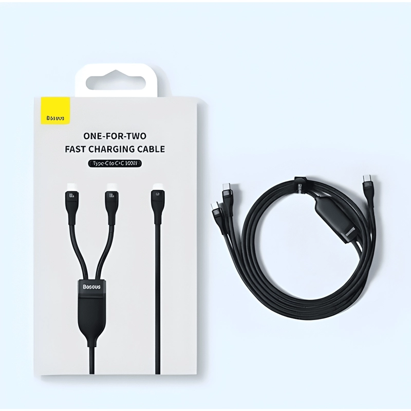 CABLE TIPO C 2 EN 1 CARGA RAPIDA 100W 20V 5A - 1