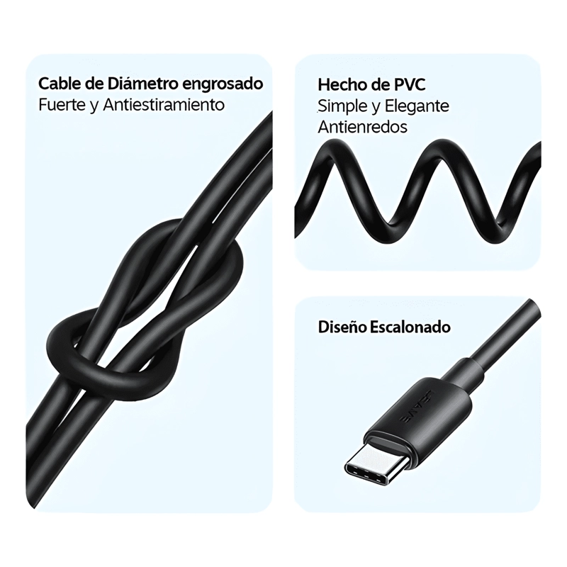 CABLE USB TIPO C A USB C 60 W LARGO 1 METRO USAMS BLANCO - 2