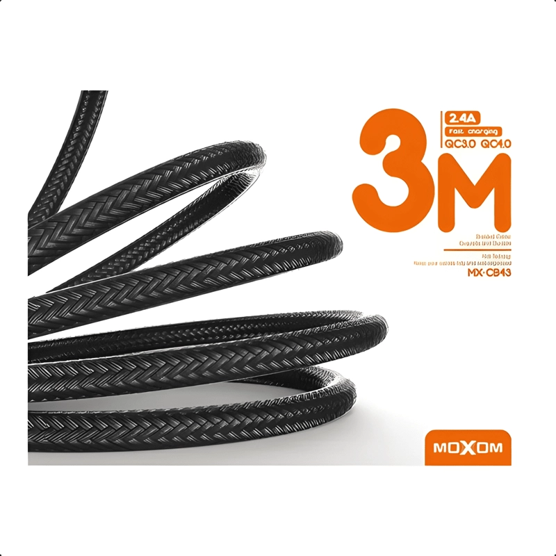 GENÉRICO CABLE TIPO C CARGA RAPIDA 3 METROS REFORZADO /PLOMO NEGRO