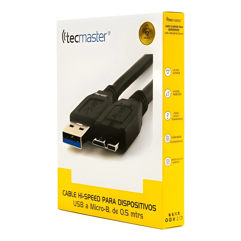CABLE USB A MICRO B TECMASTER DE 50 CM NEGRO - 2