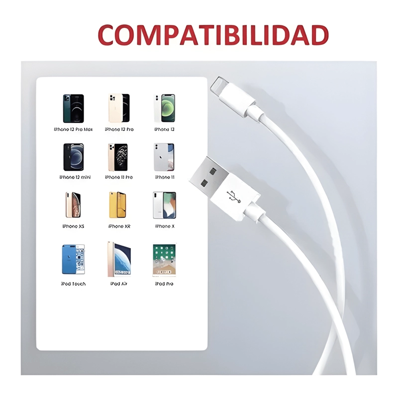 CABLE TIPO USB-C A LIGHTNING CARGA RAPIDA MOVIL 2M BLANCO - 2
