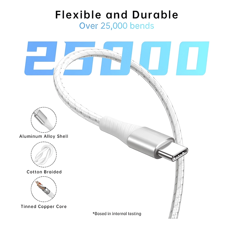 CABLE TIPO C A TIPO C 60W NYLON TRENZADO CARGA RAPIDA 1M - 4