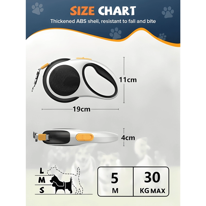 CORREA DE LED CABLE RETRACTIL PARA PERRO 5M HASTA 70KG - 1