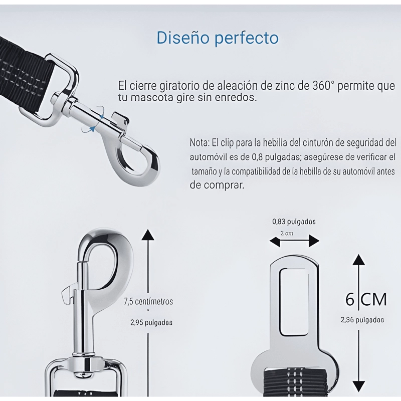 CINTURON DE SEGURIDAD AJUSTABLE PARA MASCOTAS EN AUTO #2 - 4