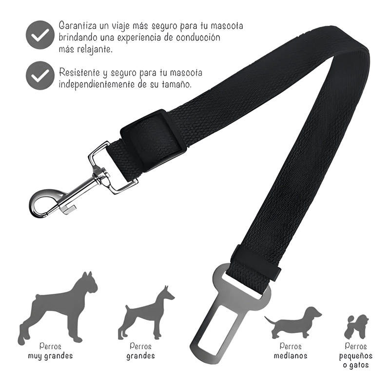 CINTURON SEGURIDAD MASCOTA PERRO AUTO AJUSTABLE CORREA AZUL - 4
