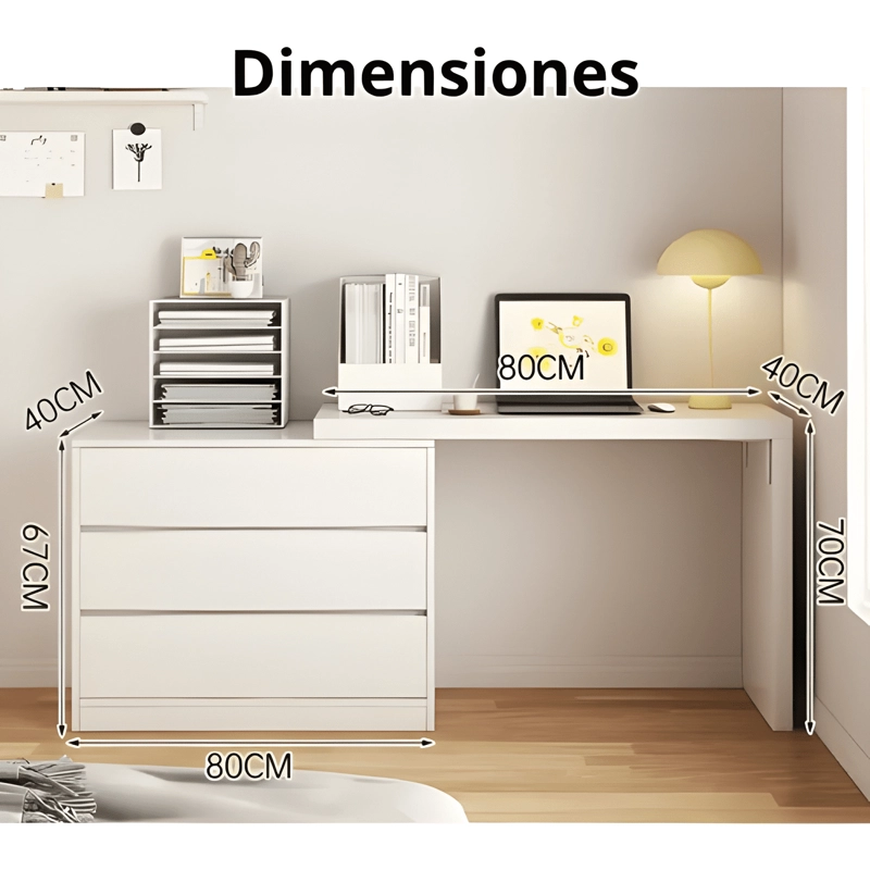 ESCRITORIO ESTUDIO OFICINA MADERA MACIZA 3 CAJONES MODULAR - 2