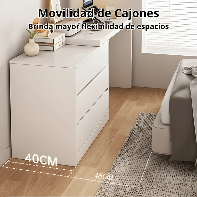 ESCRITORIO ESTUDIO OFICINA MADERA MACIZA 3 CAJONES MODULAR - 4