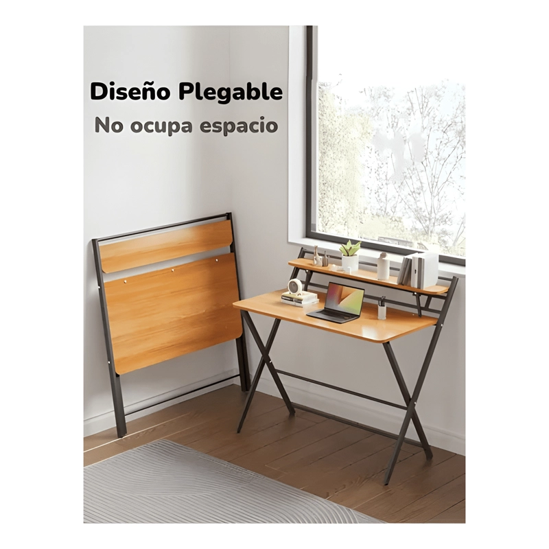ESCRITORIO PLEGABLE 100X50X93CM CON REPISA - 2