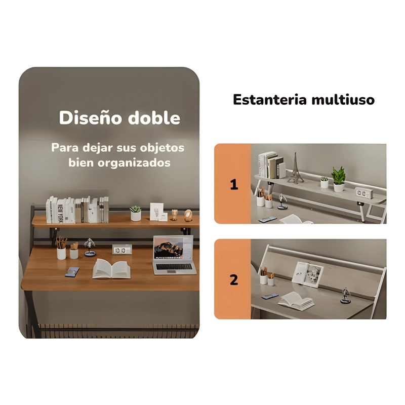 ESCRITORIO PLEGABLE 100X50X93CM CON REPISA - 3