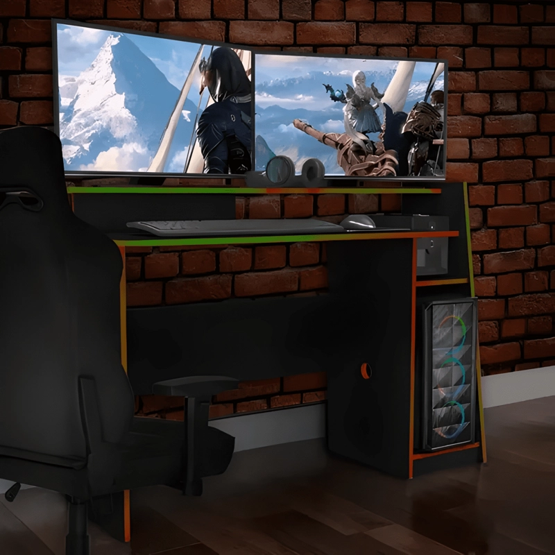 ESCRITORIO GAMER KRATOS ROJO NEGRO - 2