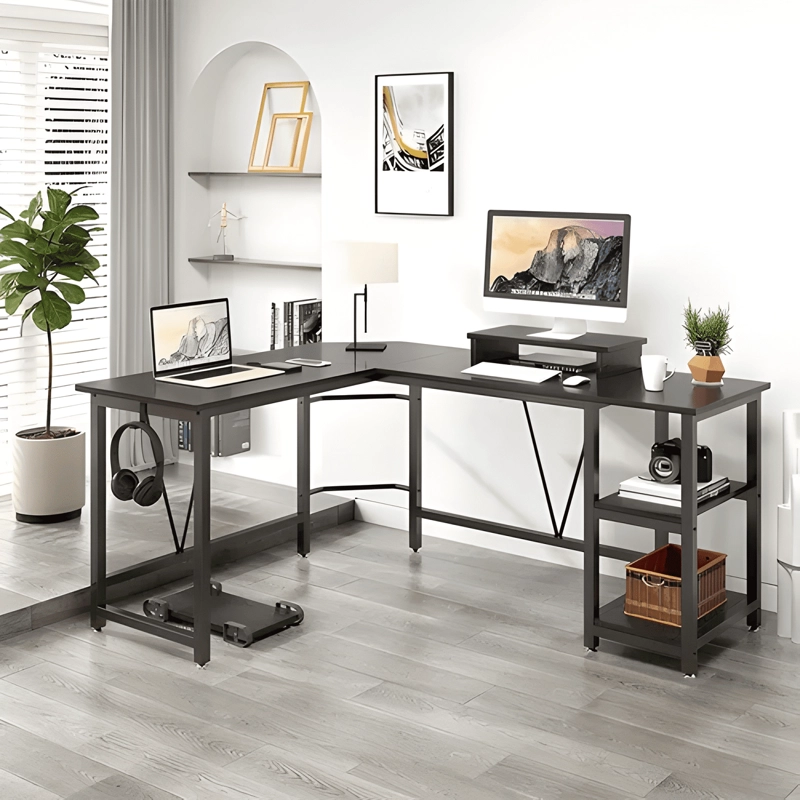 ESCRITORIO ESQUINERO METAL OFICINA 150X48X75CM EN FORMA #11 - 4