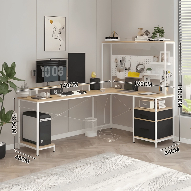 ESCRITORIO HOMEOFFICE ESQUINERO CONVERTIBLE CON ESTANTERIA - 3