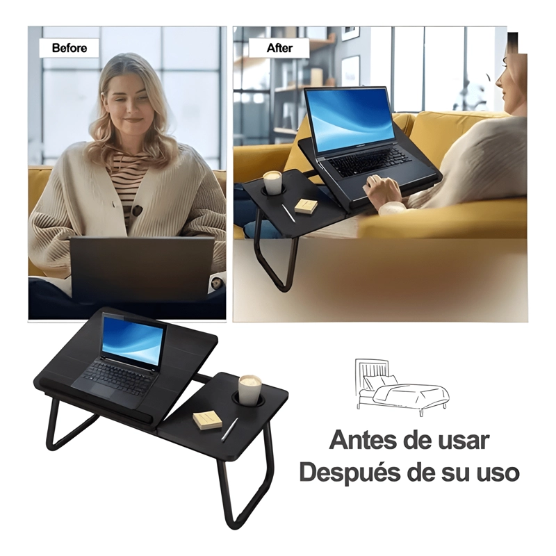 MESA PLEGABLE AJUSTABLE PORTATIL NOTEBOOK LAPTOP CAMA PRO - 4