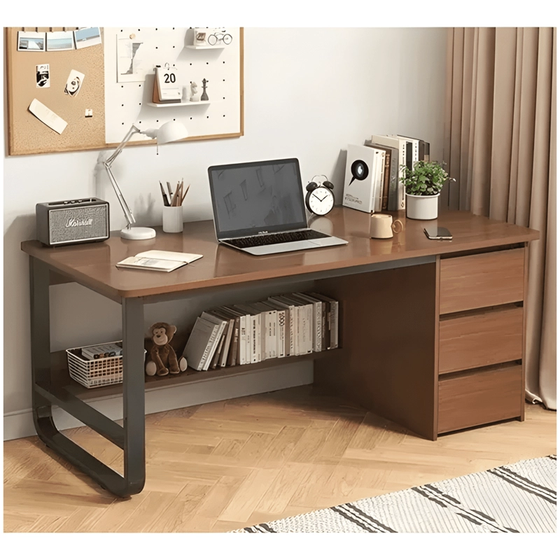 ESCRITORIO CON CAJONES DE MADERA PARA OFICINA 100CM MARRON - 1