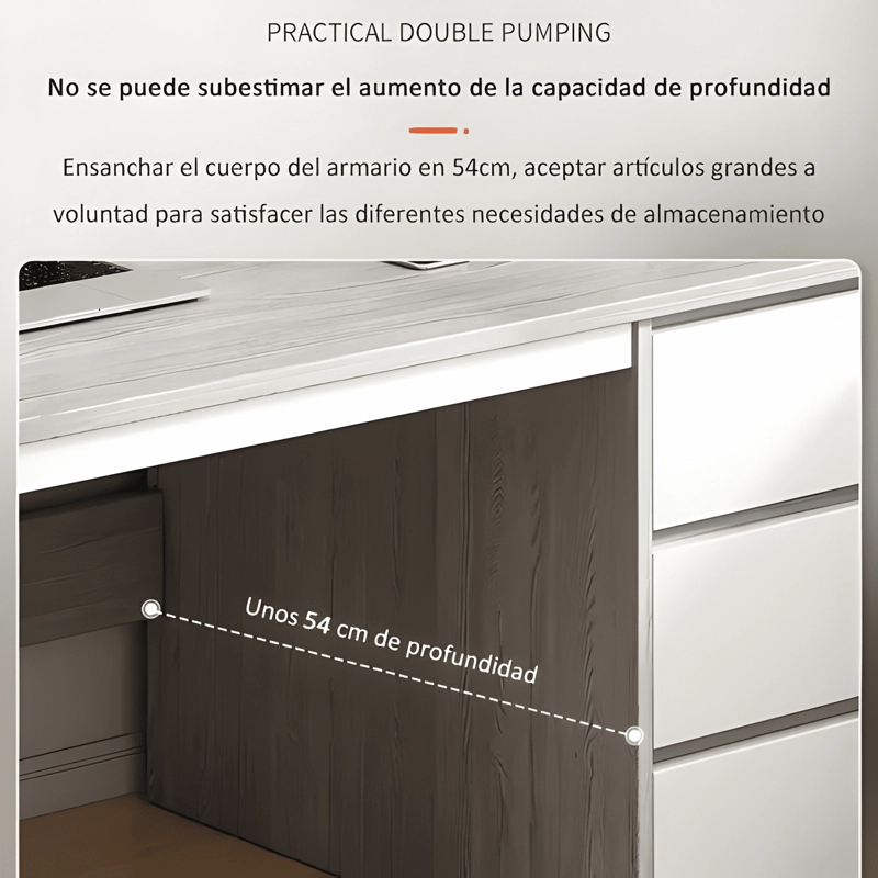 ESCRITORIO CON CAJONES DE MADERA PARA OFICINA 100CM MARRON - 4