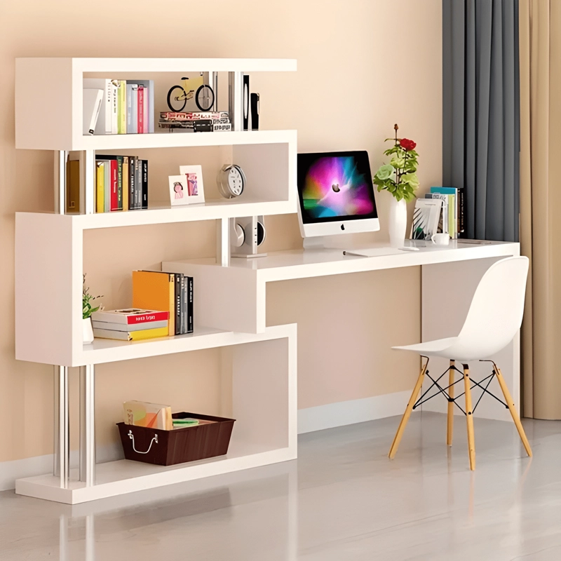 ESCRITORIO ESQUINERO 120X80X125CM CON ESTANTES CHIC HOME - 1