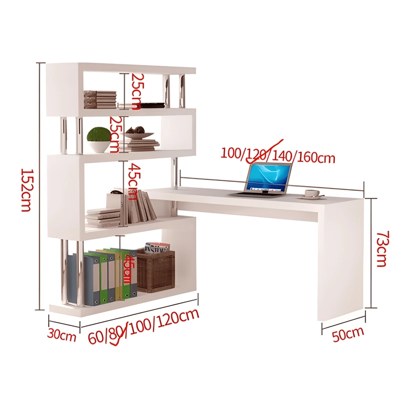 ESCRITORIO ESQUINERO 120X80X125CM CON ESTANTES CHIC HOME - 2