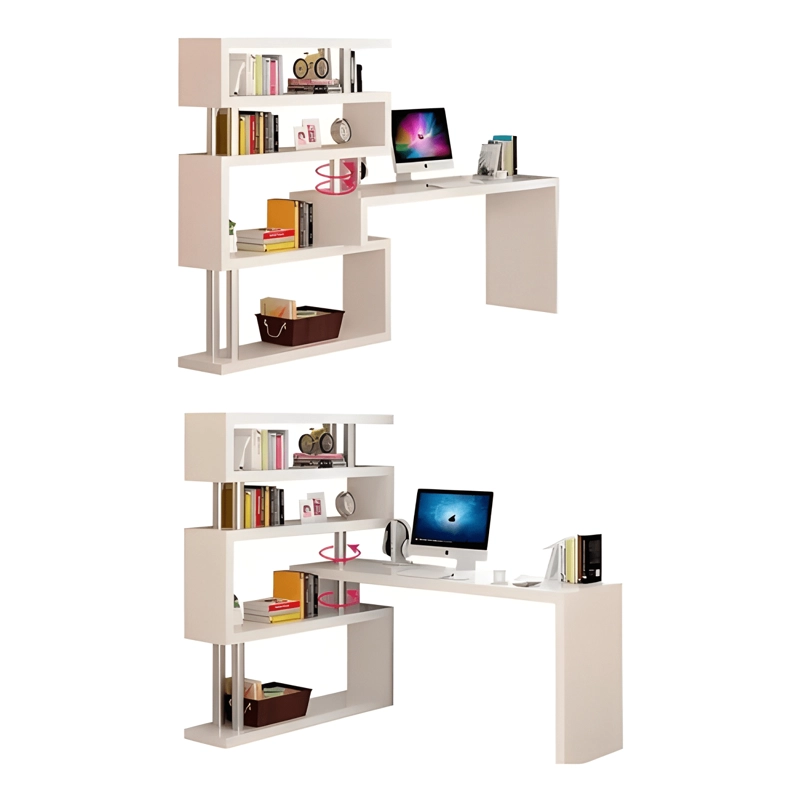 ESCRITORIO ESQUINERO 120X80X125CM CON ESTANTES CHIC HOME - 3