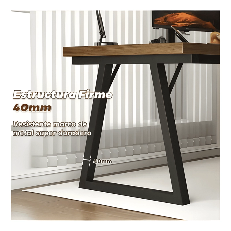ESCRITORIO OFICINA 160CM TABLERO GRUESO 30MM NEGRO - 1
