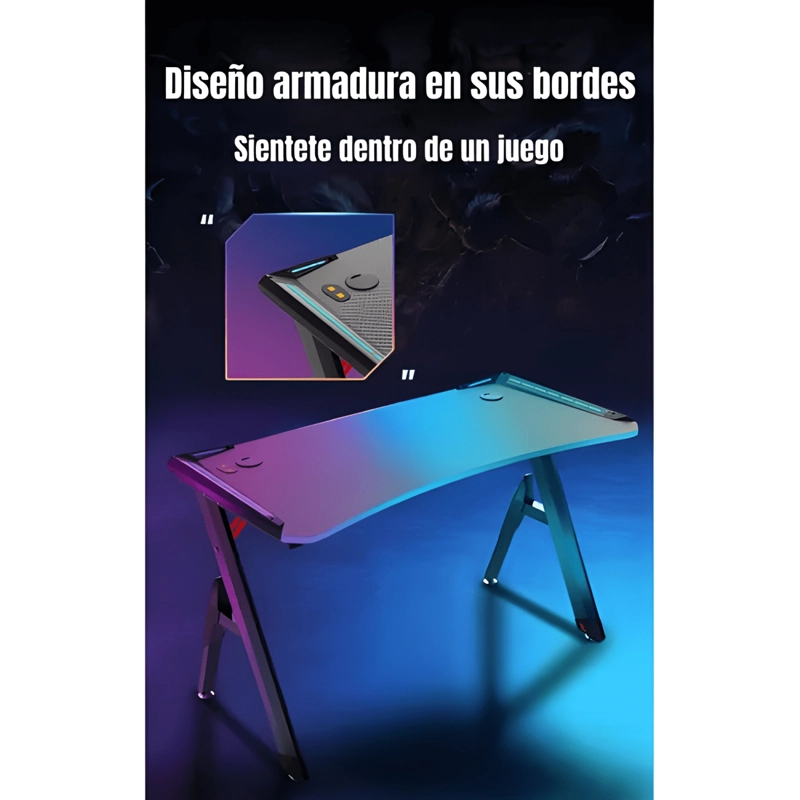 ESCRITORIO GAMER CON LUCES 120X60X73CM NEGRO #2 - 3