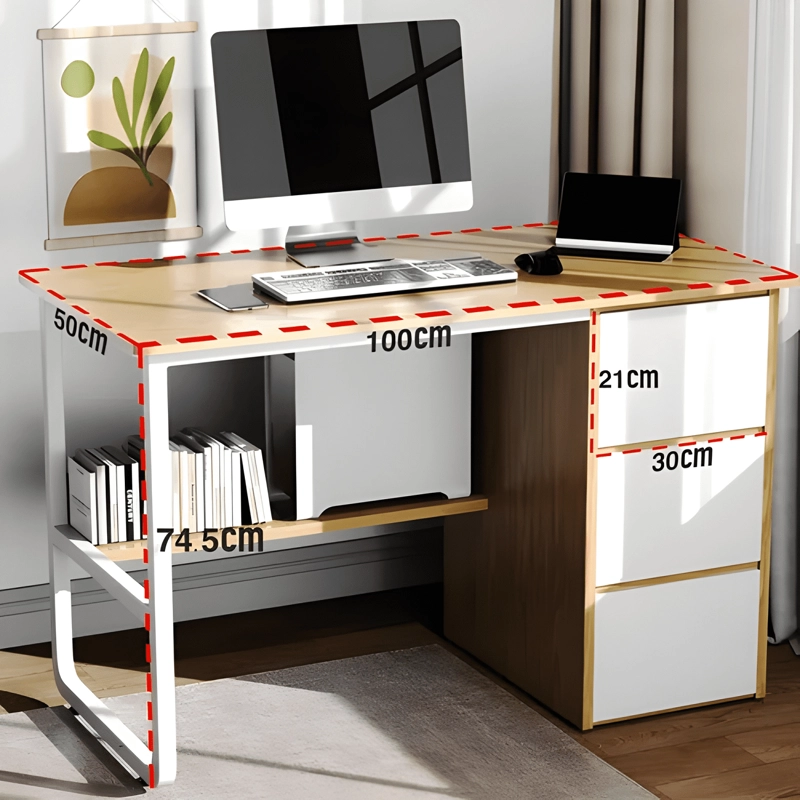 ANY HOGAR ESCRITORIO PATA METAL OFICINA CAJON 100X50X74.5CM - 4