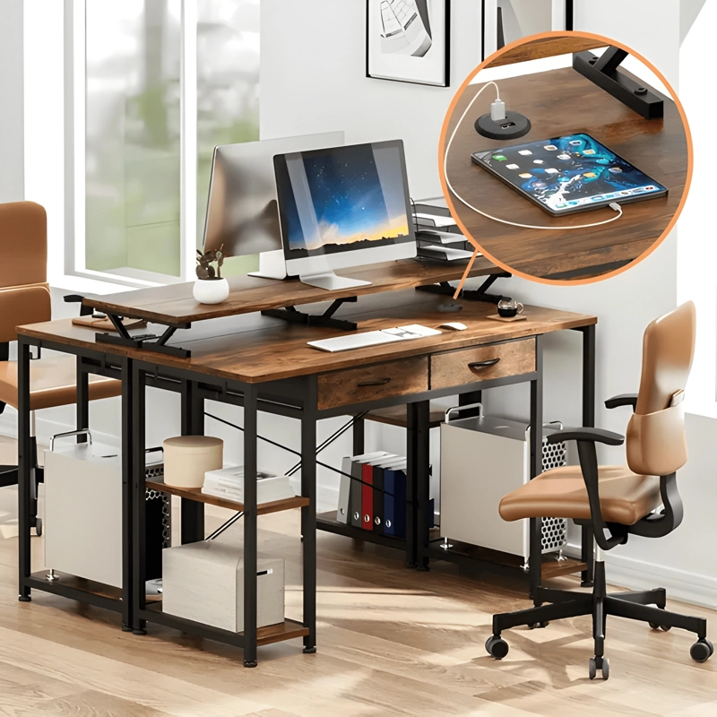 ESCRITORIO 120X50X86CM CON REPISA GANCHOS PUERTO USB #3 - 3