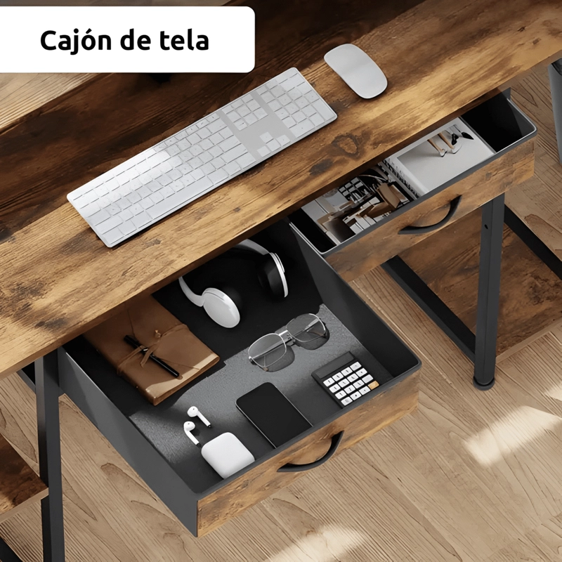 ESCRITORIO 120X50X86CM CON REPISA GANCHOS PUERTO USB #3 - 4