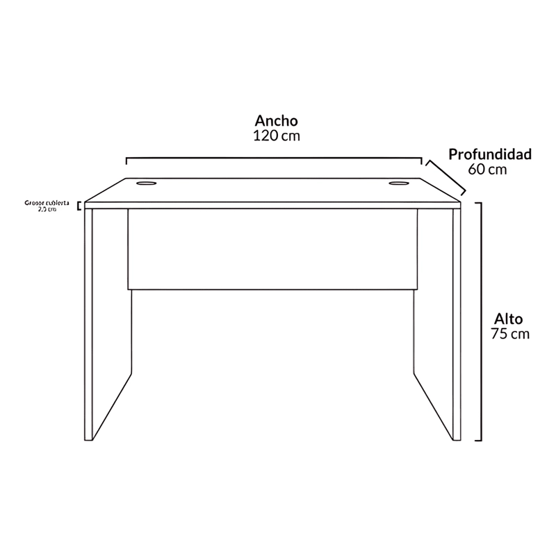 MESA OFICINA ESCRITORIO MELAMINA 120X60 FORM GRIS - 3