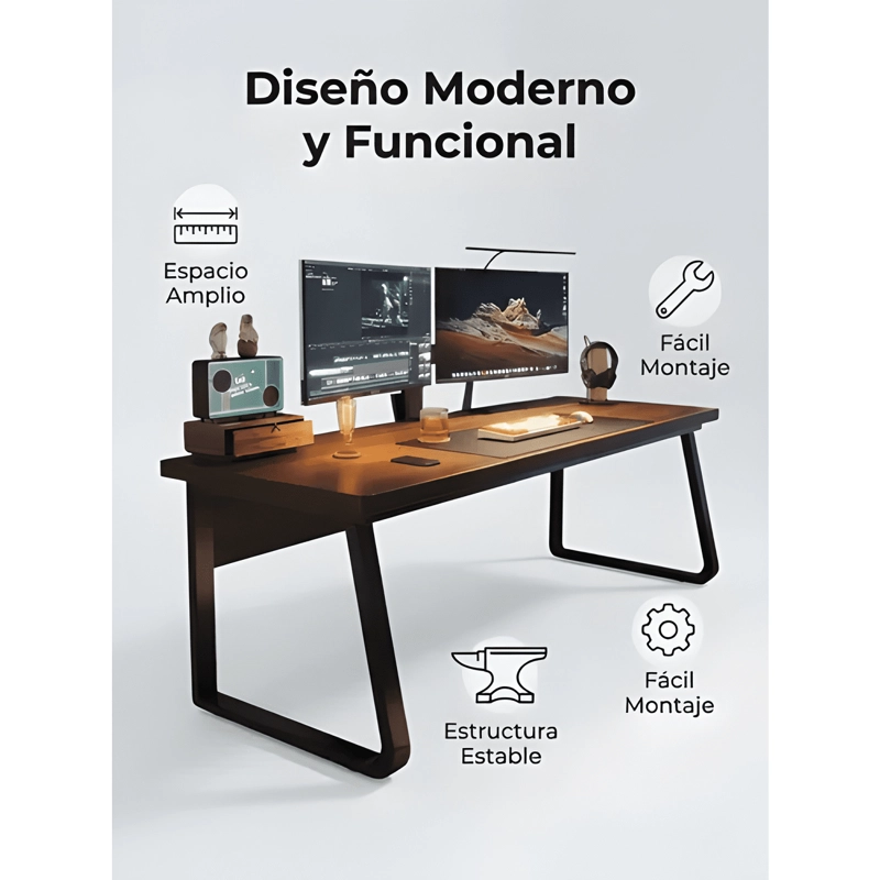 ESCRITORIO OFICINA MADERA ESPESOR 30MM 140X60X75CM - 1
