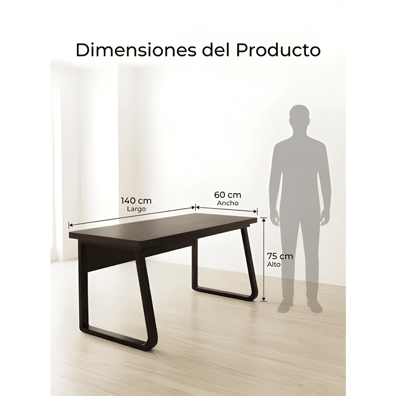 ESCRITORIO OFICINA MADERA ESPESOR 30MM 140X60X75CM - 4