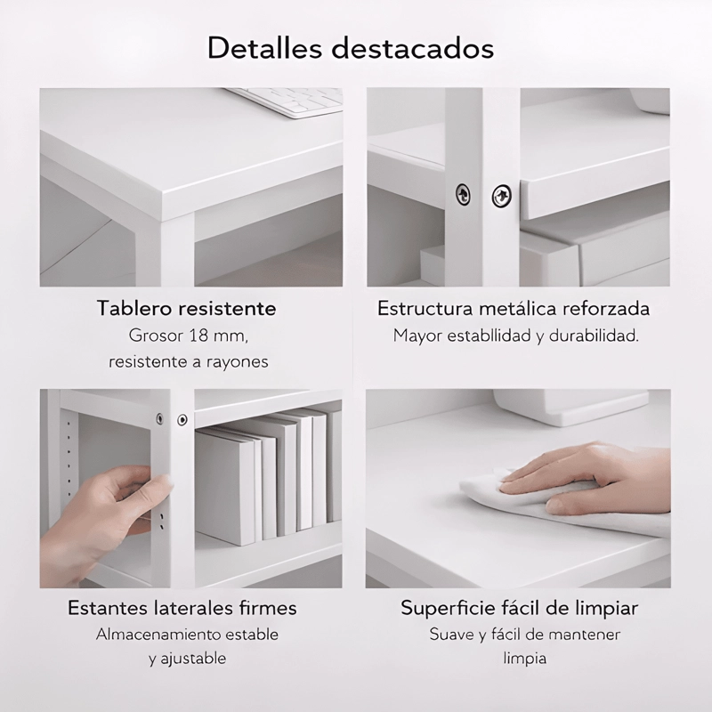 ESCRITORIO H OFICINA MADERA ESPESOR 18MM 120CM X 55CM X #5 - 4