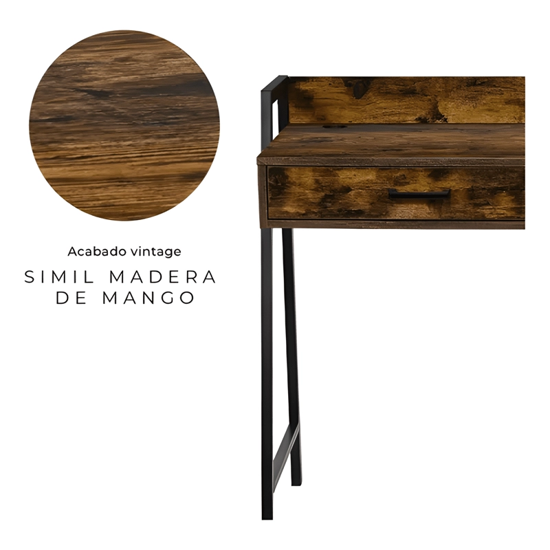 ESCRITORIO INDUSTRIAL USB TOP LIVING DESK-23 MARRON - 2