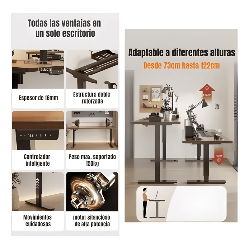 ESCRITORIO ELE CTRICO REGULABLE ACCESORIOS 120CM LUBABYCAS - 2
