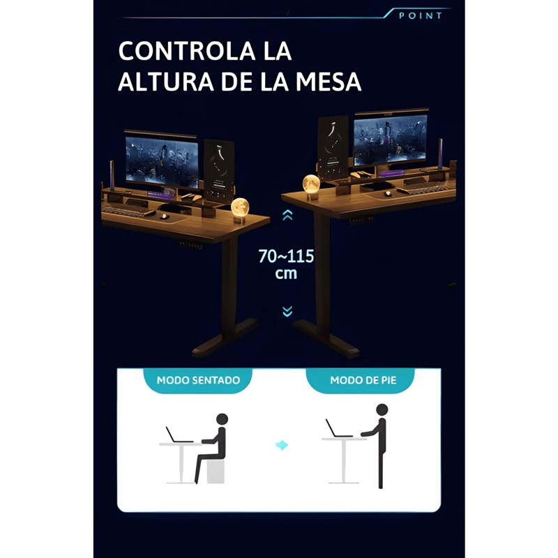 ESCRITORIO ELE CTRICO ALTURA AJUSTABLE 140CM OFICINA HOGAR - 2