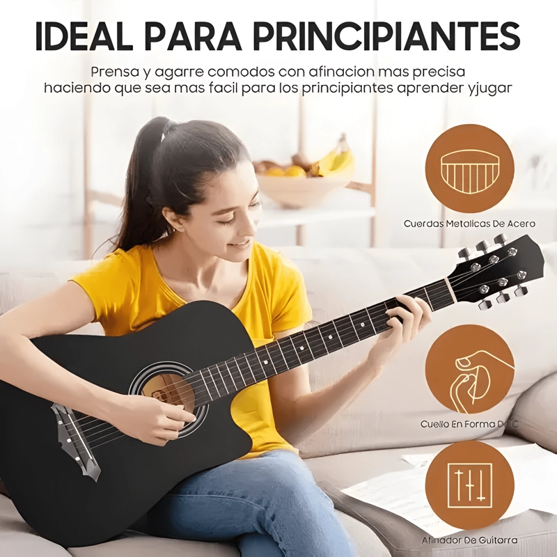GUITARRA ELECTROACUSTICA CUTAWAY 38 CON FUNDA NEGRO #7 - 2