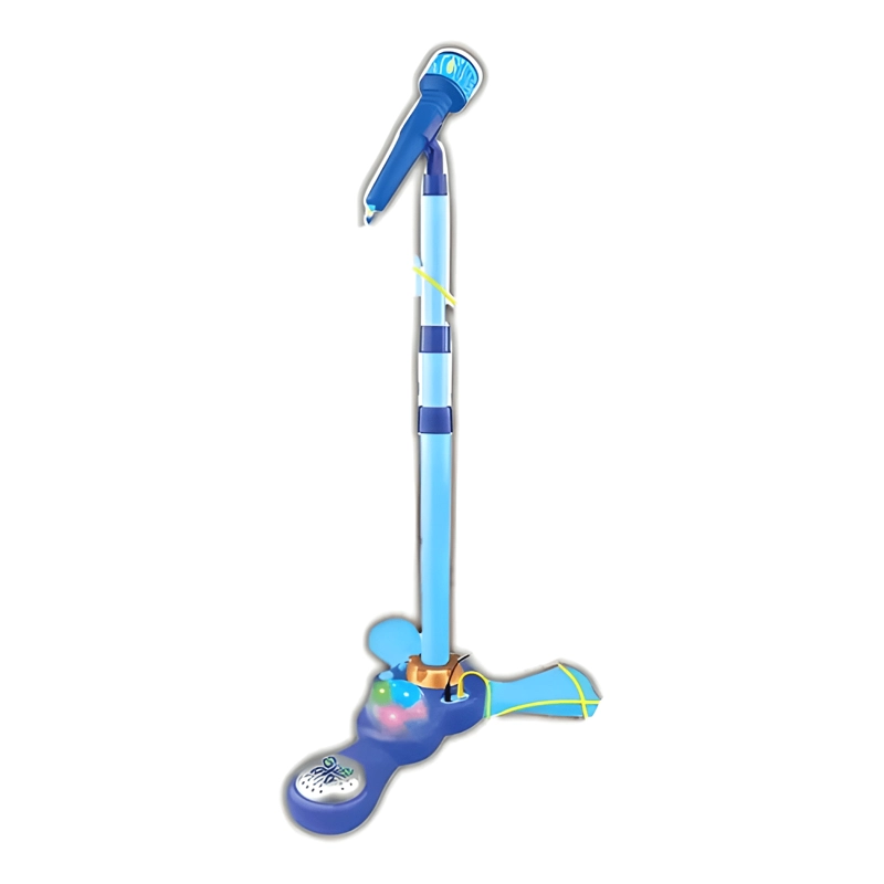 MICROFONO PEDESTAL JUGUETE MP3 CON LUCES INFANTIL AZUL - 2