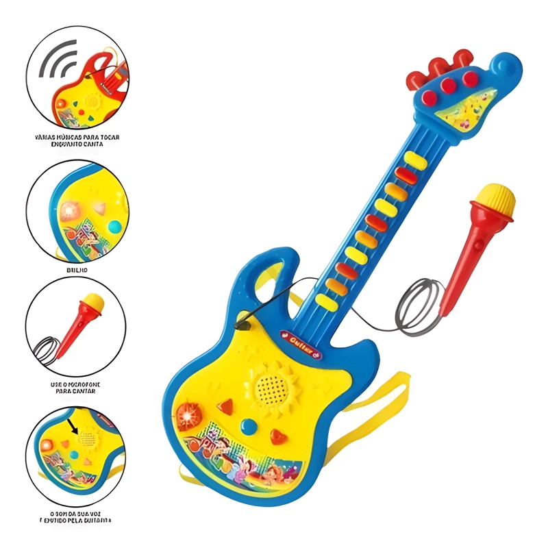 GUITARRA MUSICAL MICROFONO KARAOKE JUGUETE NIÑOS - 2