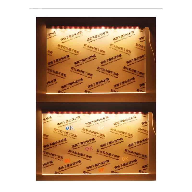 PIZARRA LED ACRILICA 20X30 CM TRANSPARENTE C/ LUZ + PLUMONES - 3