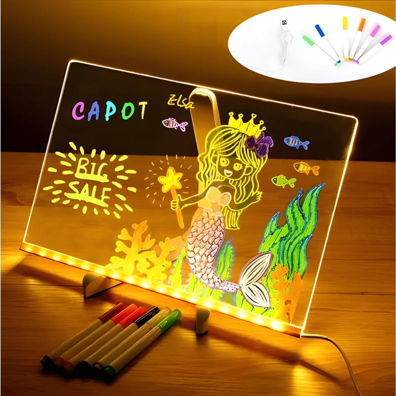 TABLERO PINTADO LED ACRILICO 20X30CM +7 COLORES BOLIGRAFO - 4
